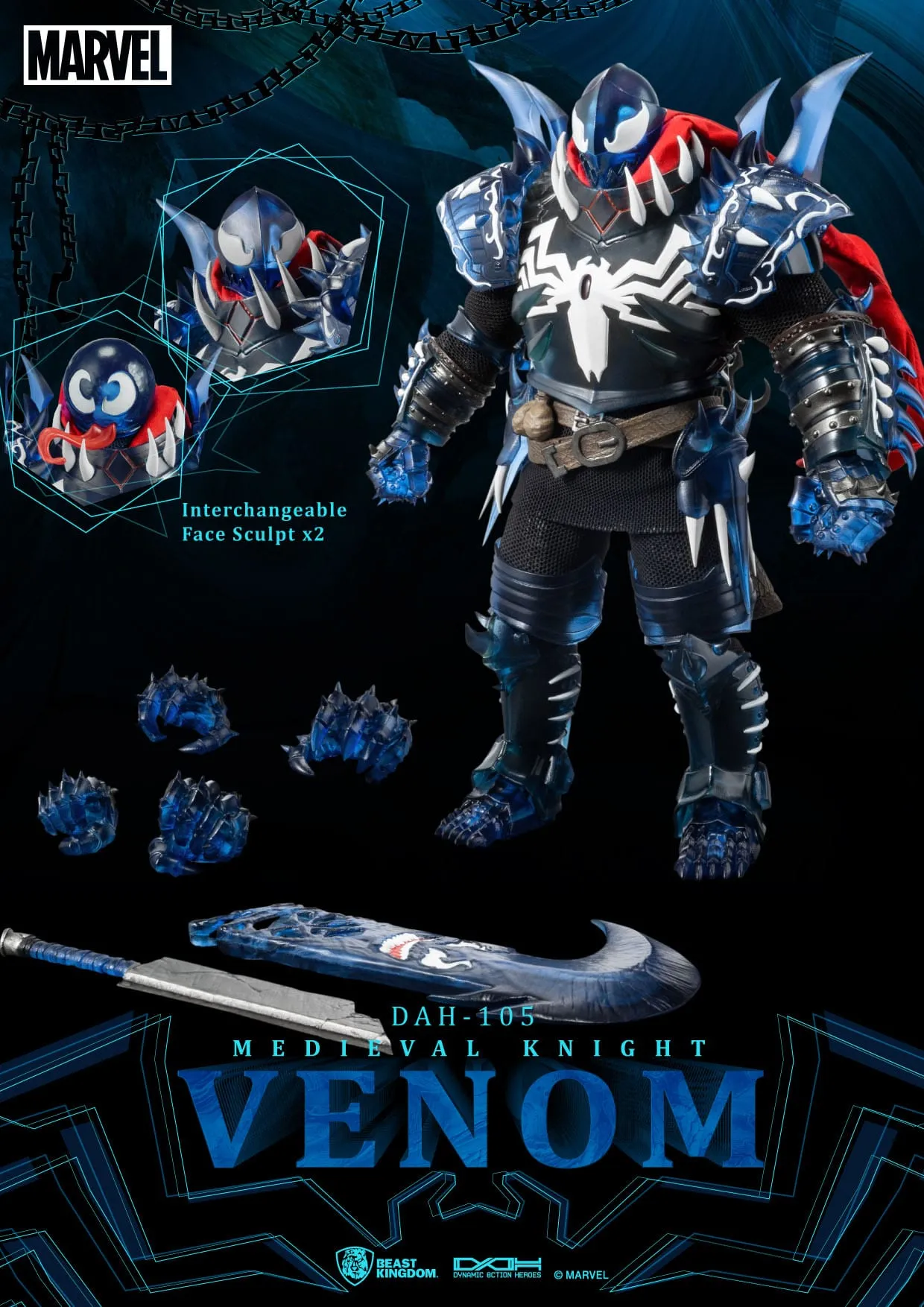 Beast Kingdom Marvel Dynamic 8ction Heroes Medieval Knight Venom 1/9 Action Figure