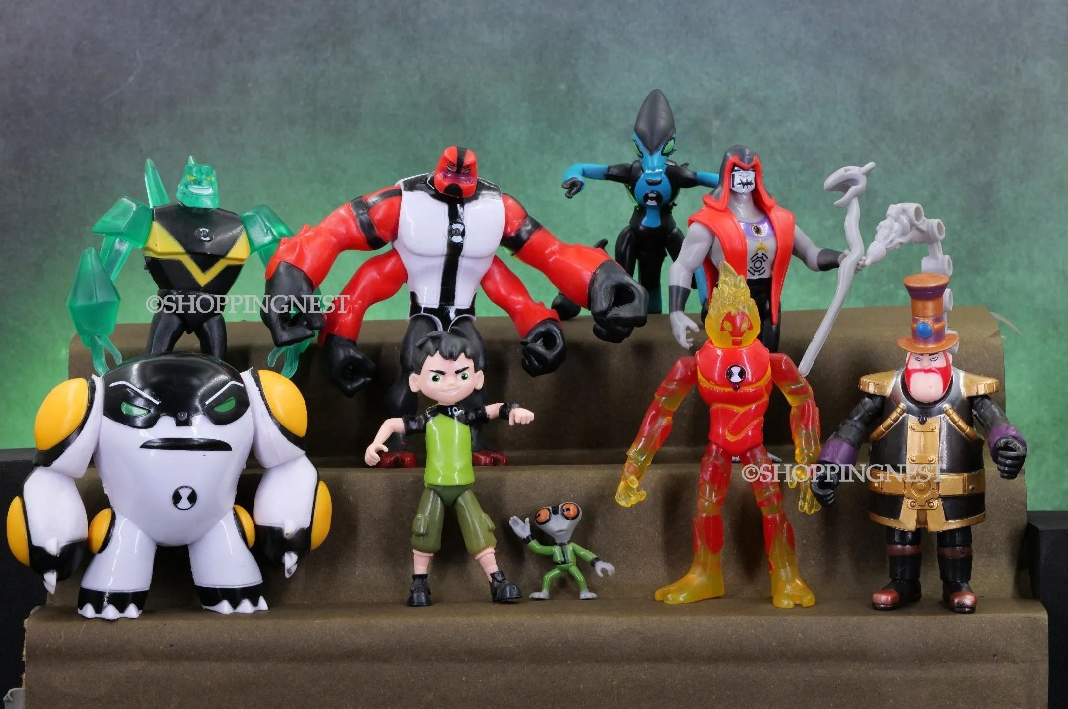 Ben 10 | Set Of 9 Cartoon Action Figures | 3-12.5 Cms |