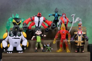 Ben 10 | Set Of 9 Cartoon Action Figures | 3-12.5 Cms |