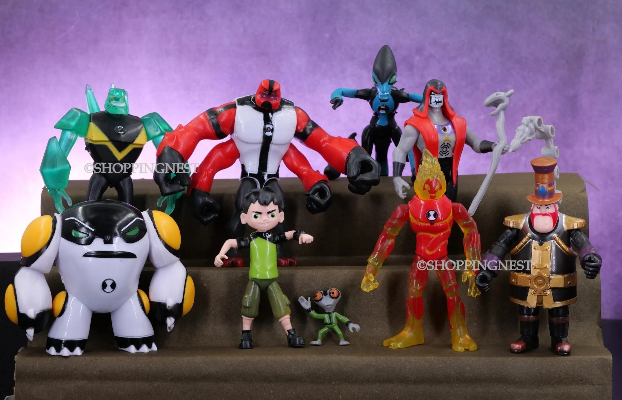 Ben 10 | Set Of 9 Cartoon Action Figures | 3-12.5 Cms |