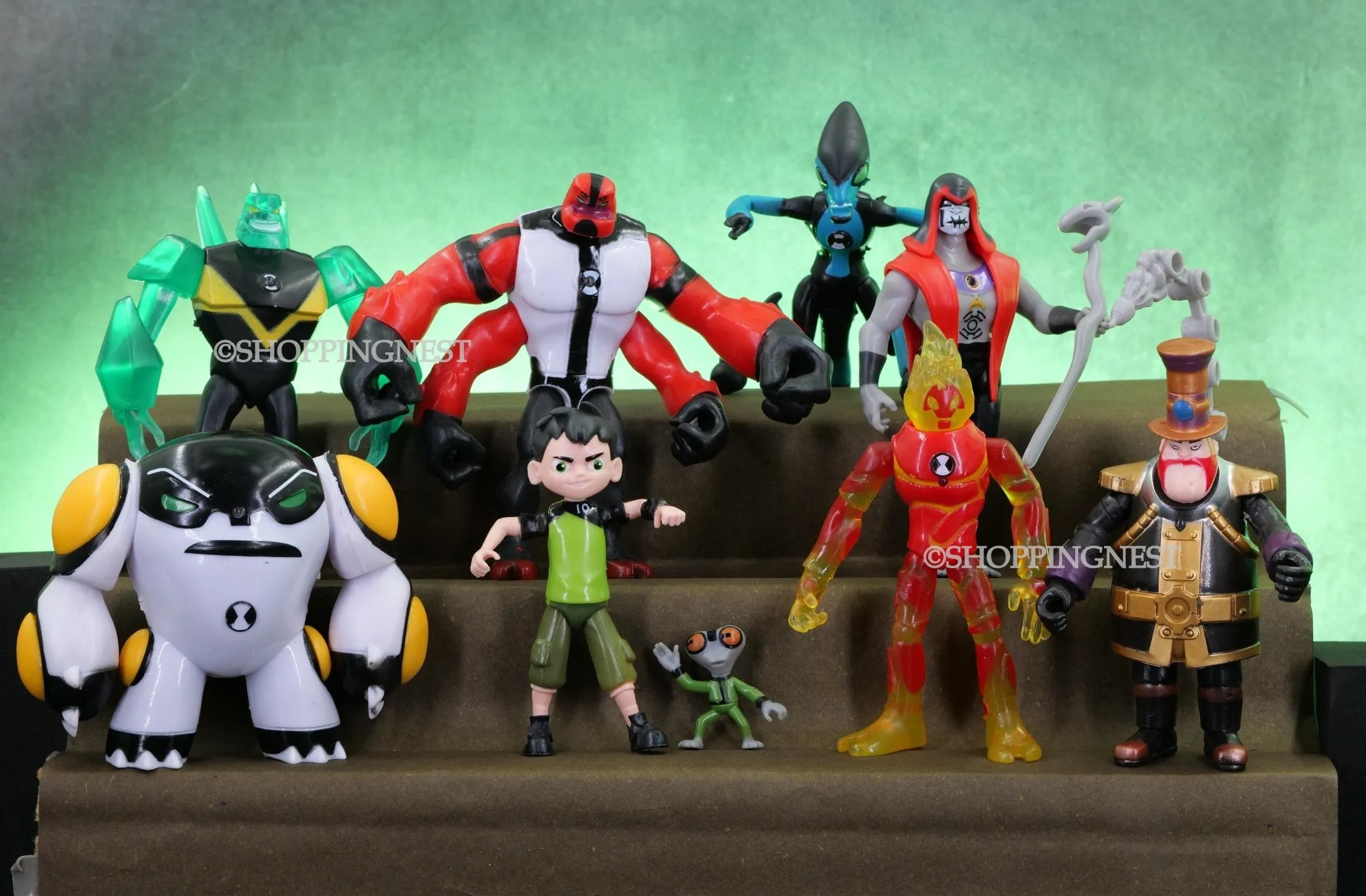 Ben 10 | Set Of 9 Cartoon Action Figures | 3-12.5 Cms |