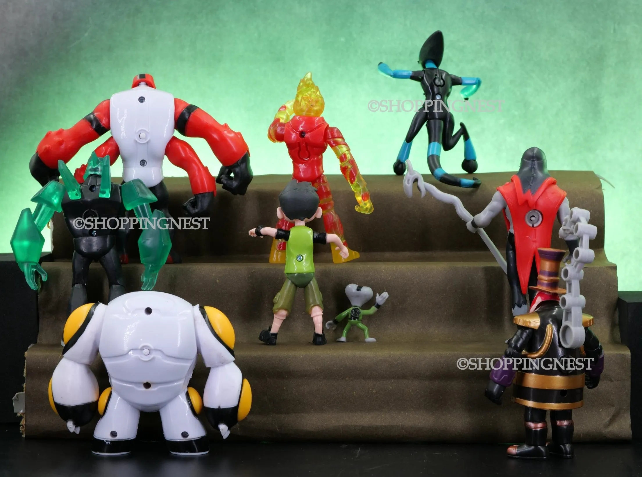 Ben 10 | Set Of 9 Cartoon Action Figures | 3-12.5 Cms |