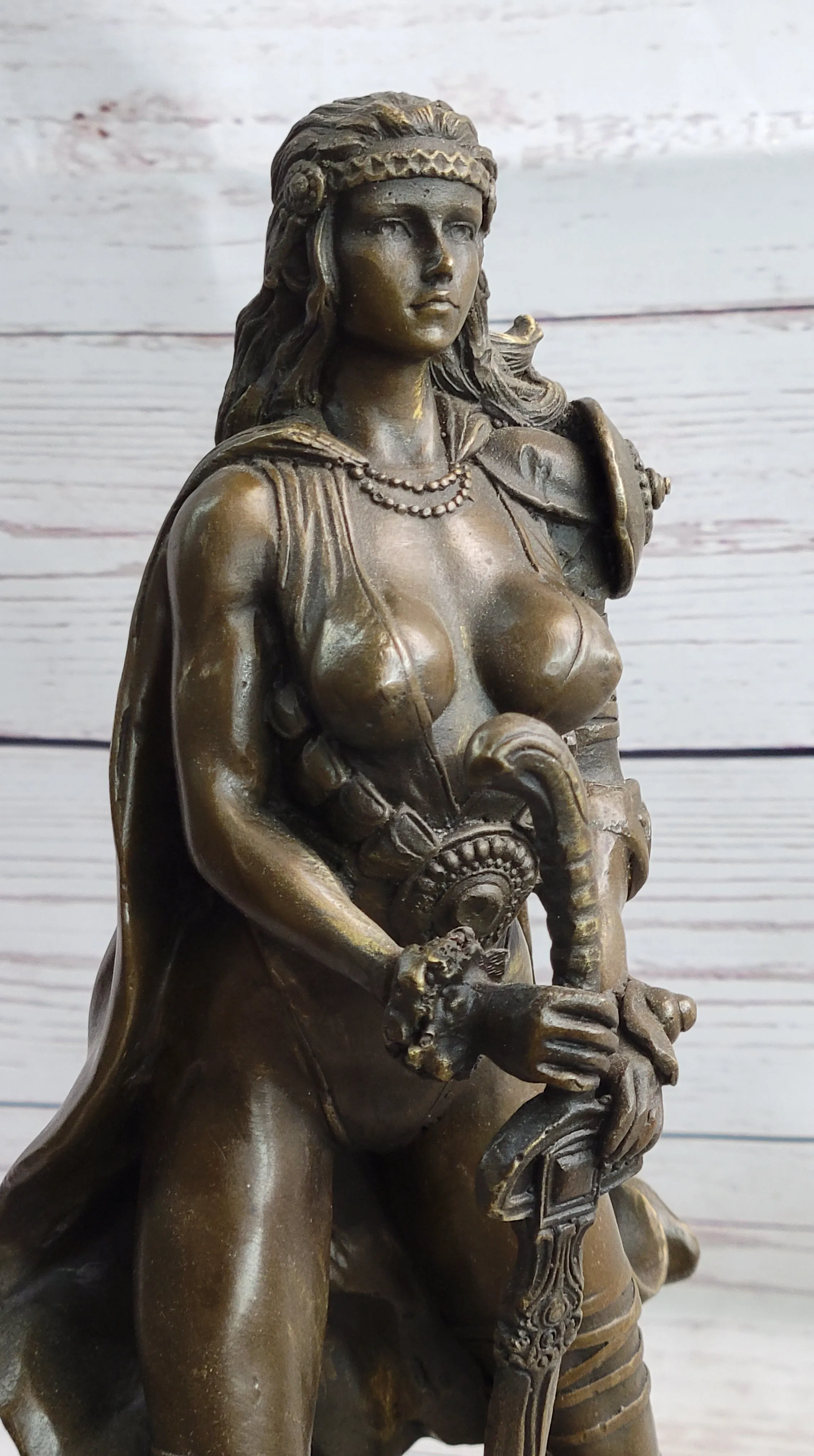 Fantasy Female Viking Norse Amazon Warrior Princess Bronze Sculpture Statue Figure by Kamiko