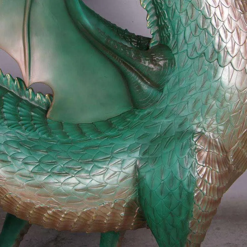 Large Green Dragon Standing Life Size Statue