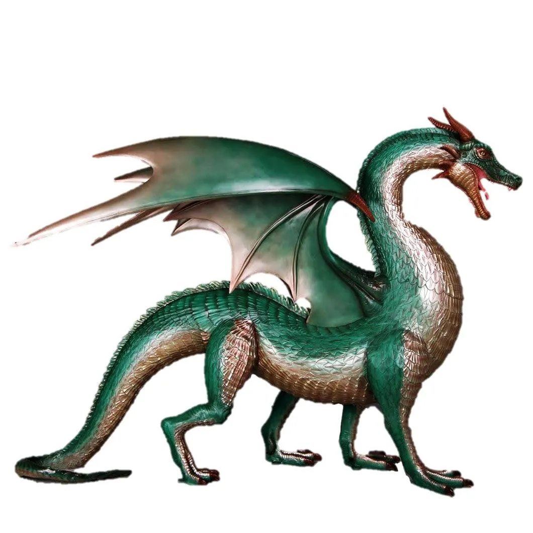 Large Green Dragon Standing Life Size Statue