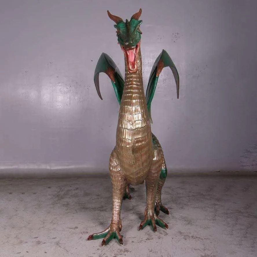 Large Green Dragon Standing Life Size Statue