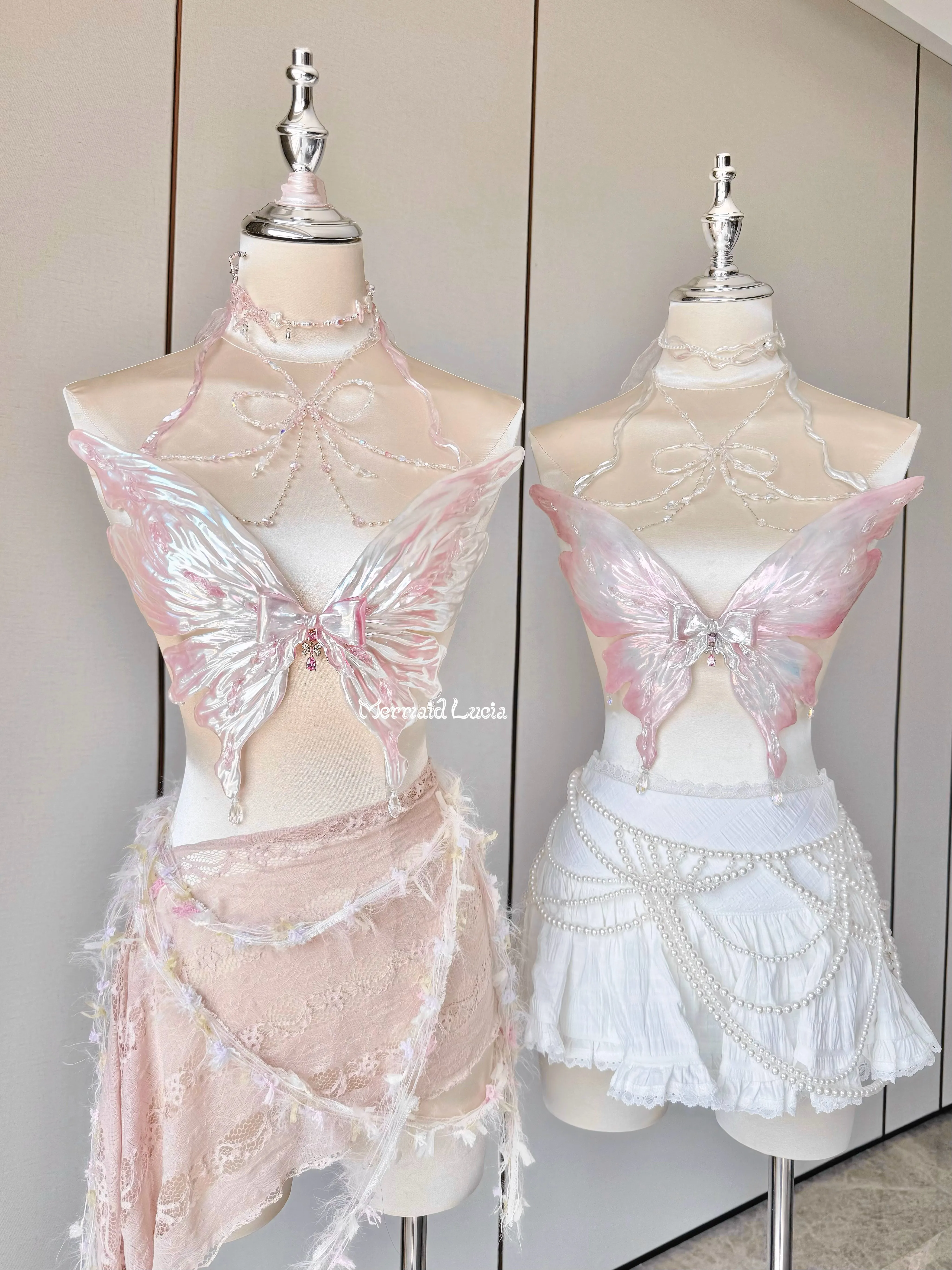 Royal Bow Butterfly Resin Porcelain Mermaid Corset Bra Top Cosplay Costume Patent-Protected