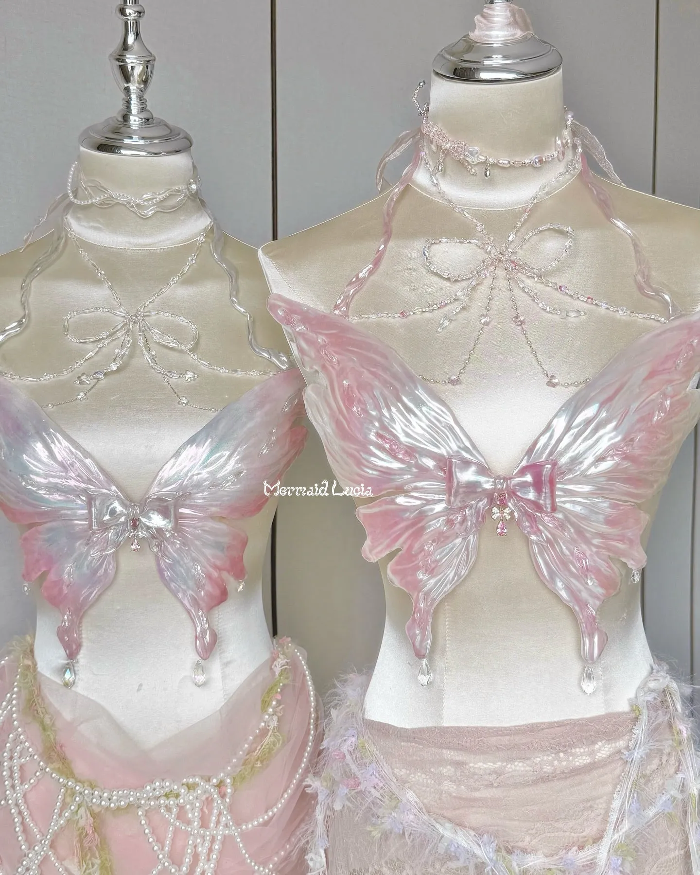 Royal Bow Butterfly Resin Porcelain Mermaid Corset Bra Top Cosplay Costume Patent-Protected