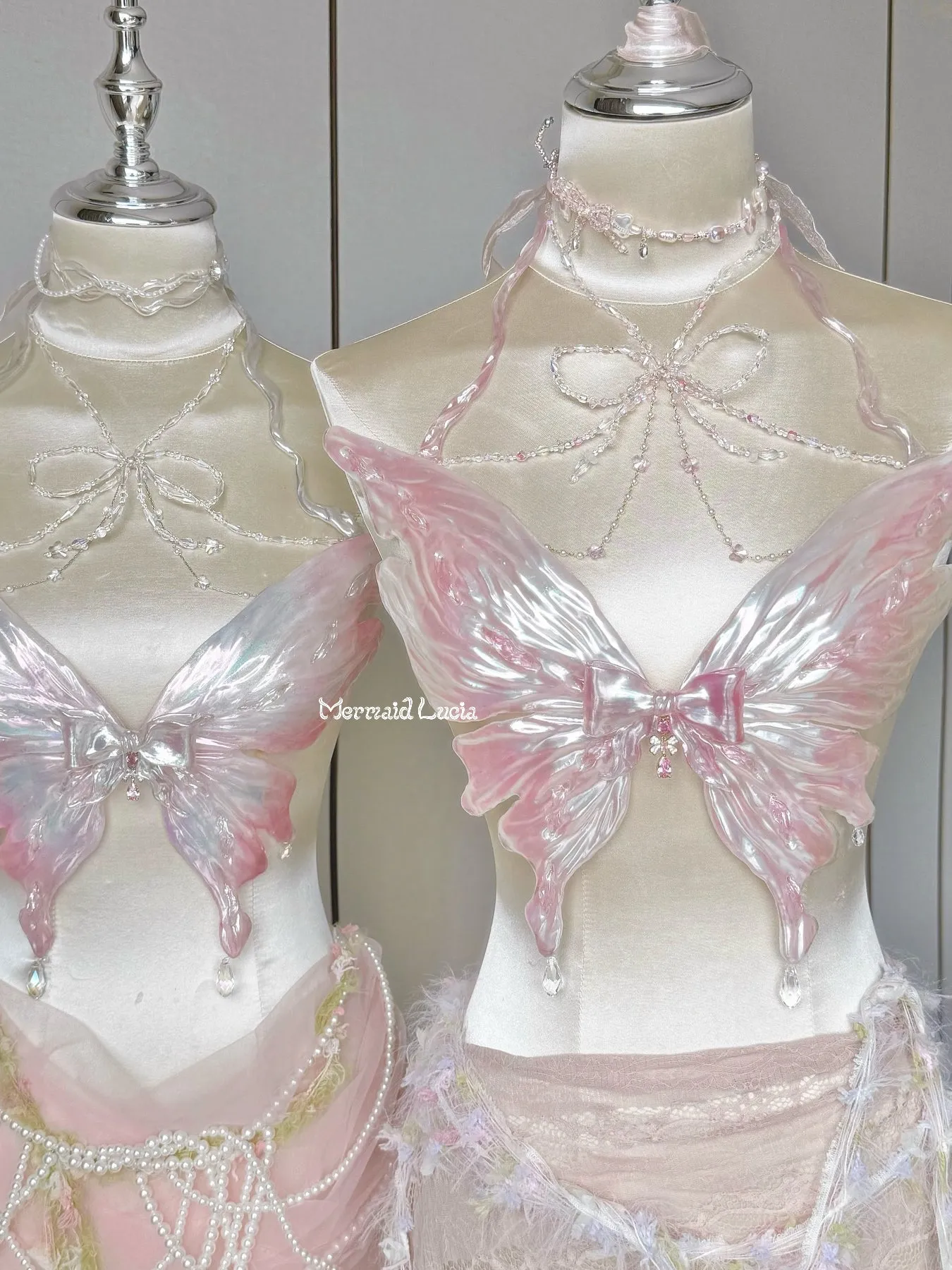 Royal Bow Butterfly Resin Porcelain Mermaid Corset Bra Top Cosplay Costume Patent-Protected