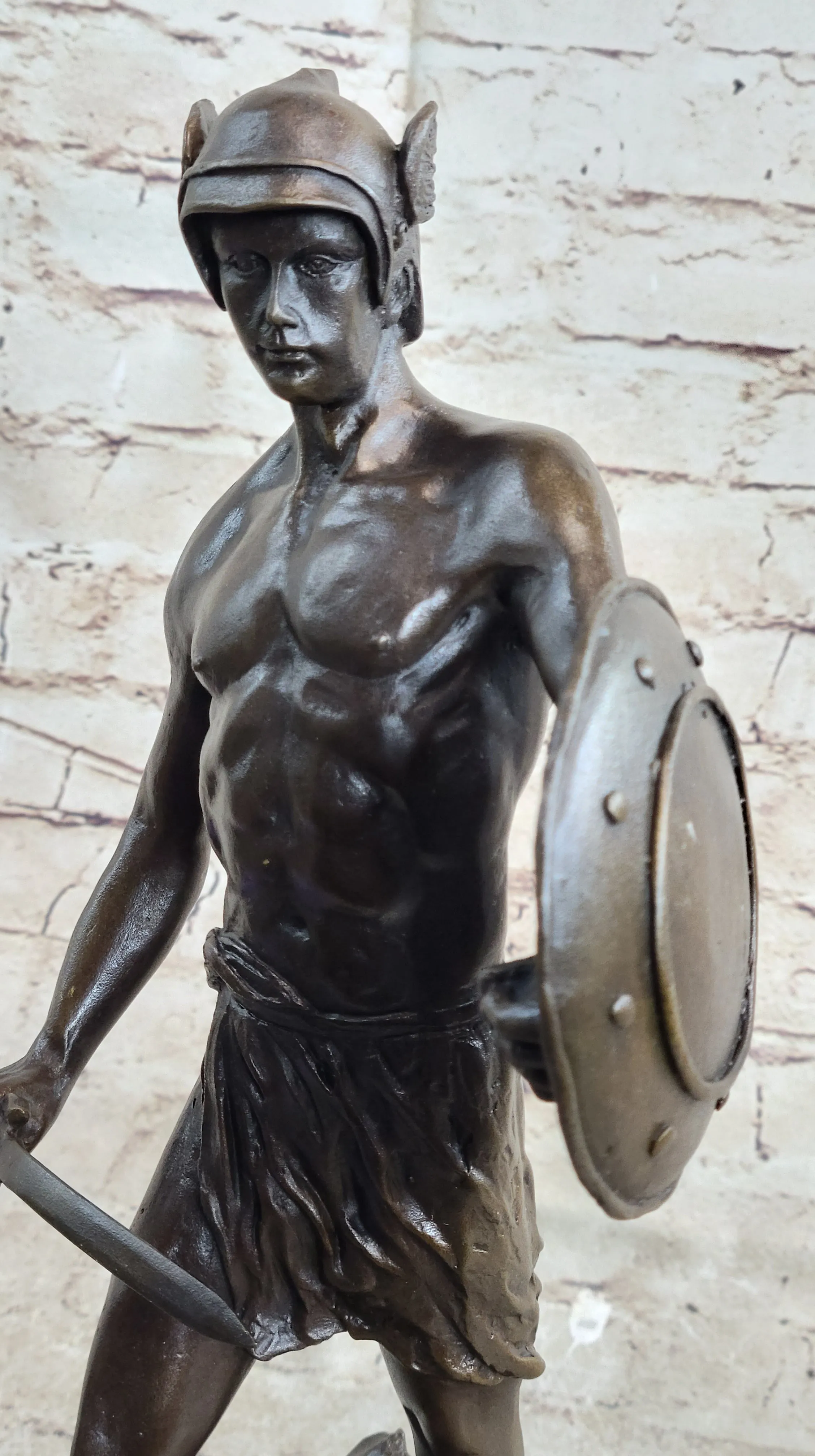 Spartacus Roman Hoplomachus Gladiator Bronze Metal Statue Sculpture Figure 14" x 18"