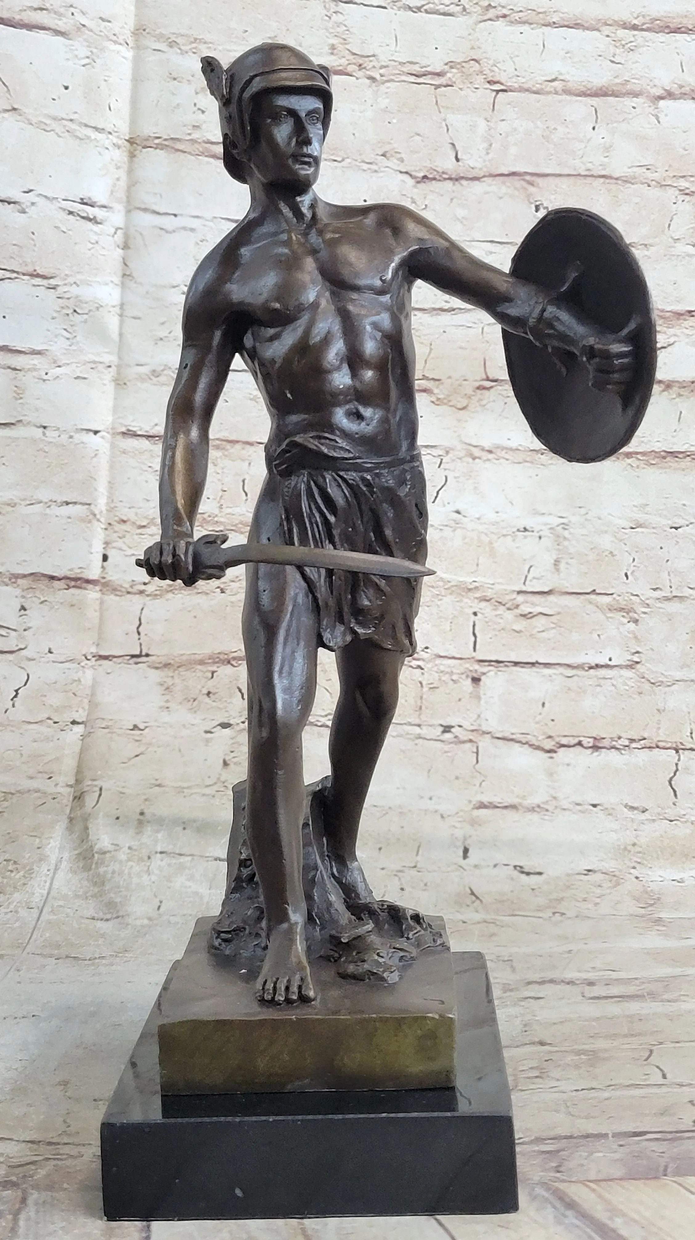 Spartacus Roman Hoplomachus Gladiator Bronze Metal Statue Sculpture Figure 14" x 18"