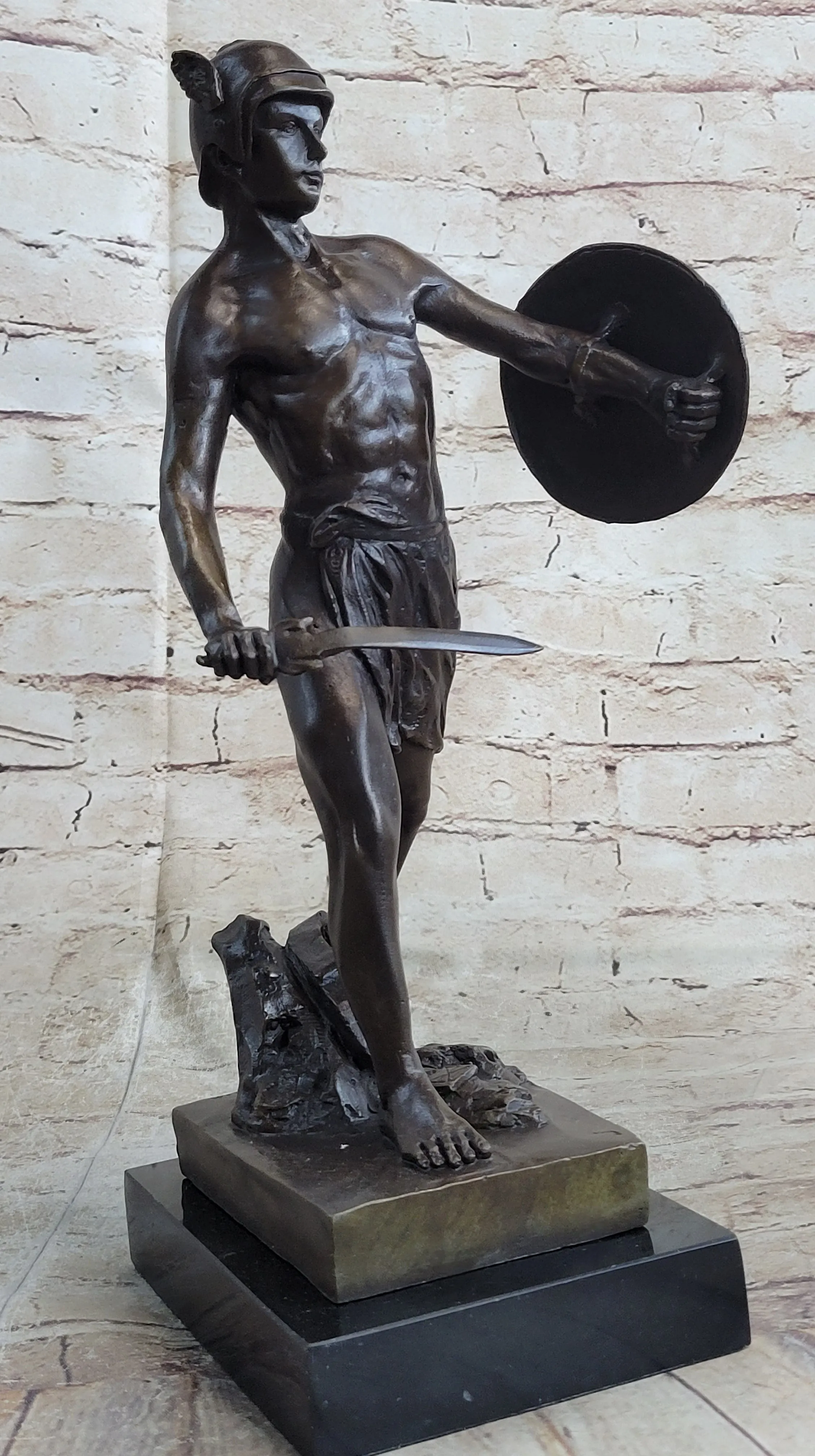 Spartacus Roman Hoplomachus Gladiator Bronze Metal Statue Sculpture Figure 14" x 18"